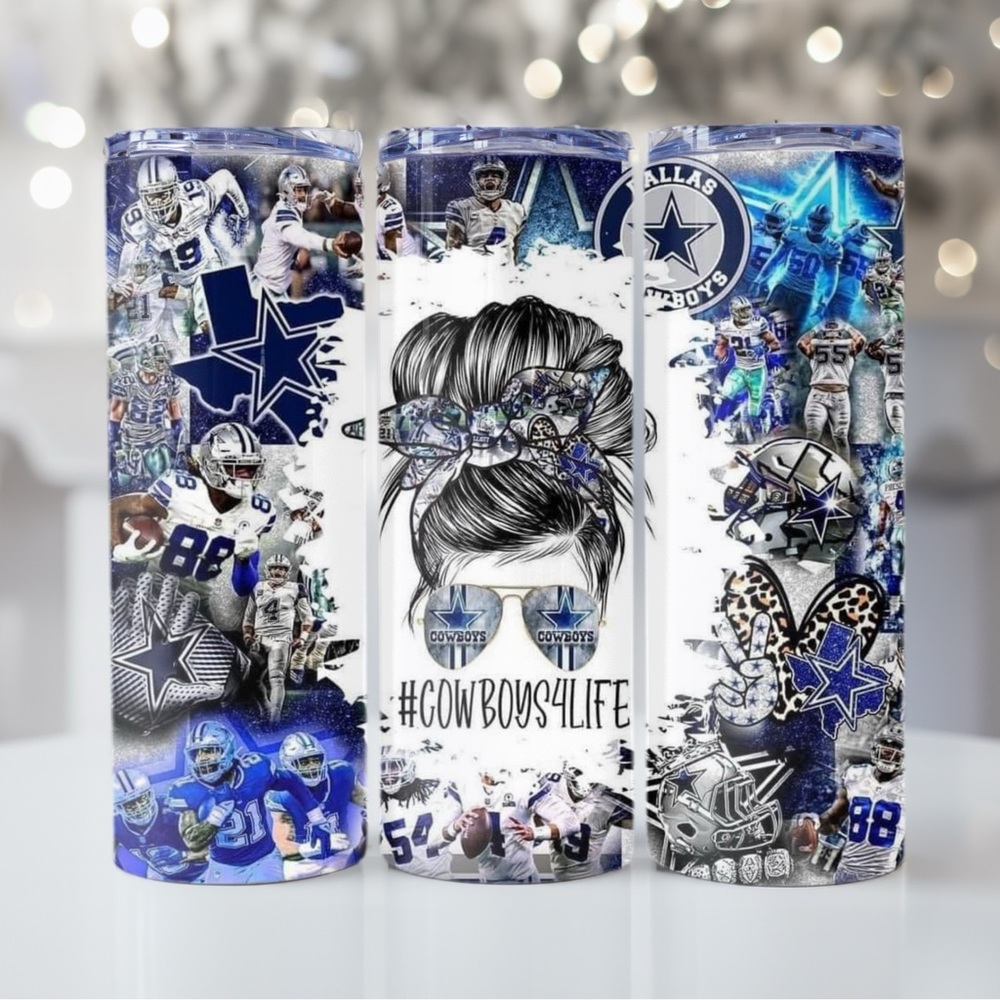 Cowboys football tumbler